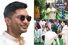 হয়েছে অস্ত্রোপচার, চোখে কালো চশমা! মেয়ের হাত ধরে মমতার বাড়ির পুজোয় অভিষেক