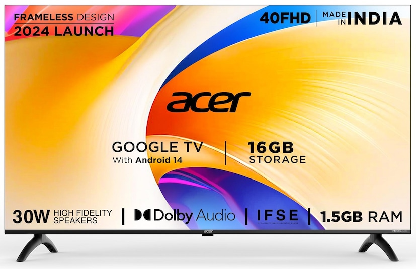 Acer 100 cm (40 inches) I Pro Series Full HD Smart LED Google TV: প্রো সিরিজের ফুল এইচডি স্মার্ট ক্যাটেগরিতে এই টিভির জুড়ি নেই। ৪০ ইঞ্চির স্ক্রিন। ফুল এইচডি কোয়ালিটি। সঙ্গে থাকছে গুগল টিভি ফিচার। এইচডিএমআই পোর্ট থাকছে ৩টি। ইউএসবি ২টি। ওয়াইফাই কানেকশন করা যায়। ভয়েস কন্ট্রোলের সুবিধাও রয়েছে।