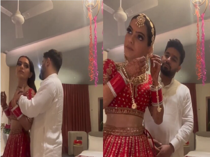 কখনও পোশাক খোলার সময়ে একে অপরকে ভালবাসে জড়িয়ে ধরছেন আবার চুমু খাচ্ছেন৷ এই নববিবাহিত দম্পতি ফুলশয্যার রাতের ভিডিও ক্যামেরায় শ্যুট করে ইনস্টাগ্রামে সোশ্যাল মিডিয়ায় ভিডিও পোস্ট করেছেন৷ Photo Courtsey- arushirahulofficial_