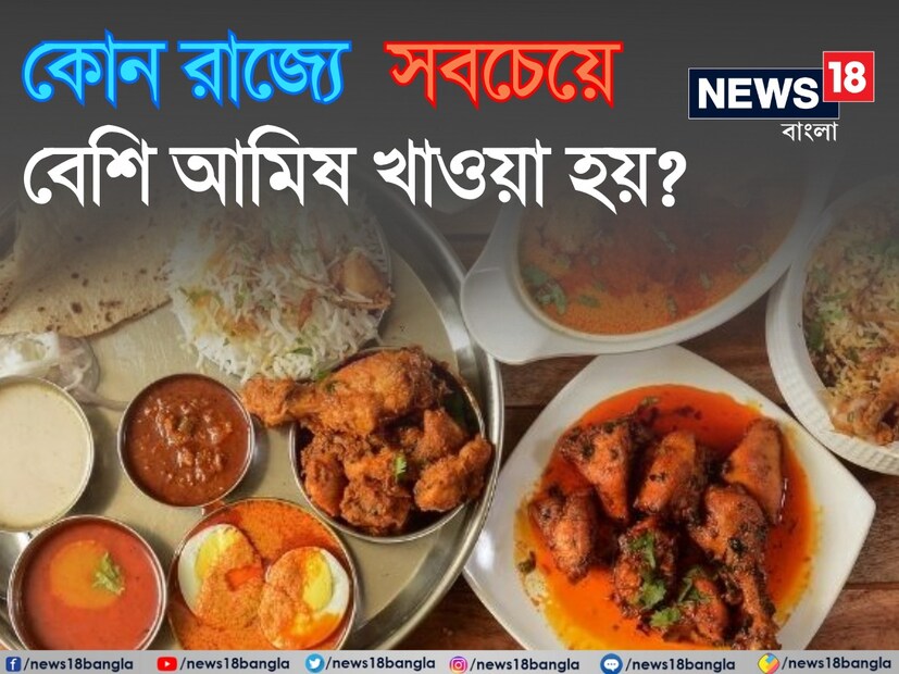 **নাগাল্যান্ড**     ভারতে আমিষ খাদ্যগ্রহণের শীর্ষে রয়েছে নাগাল্যান্ড। এখানে ৯৯.৮ শতাংশ মানুষ আমিষ খাদ্য খান।  
   