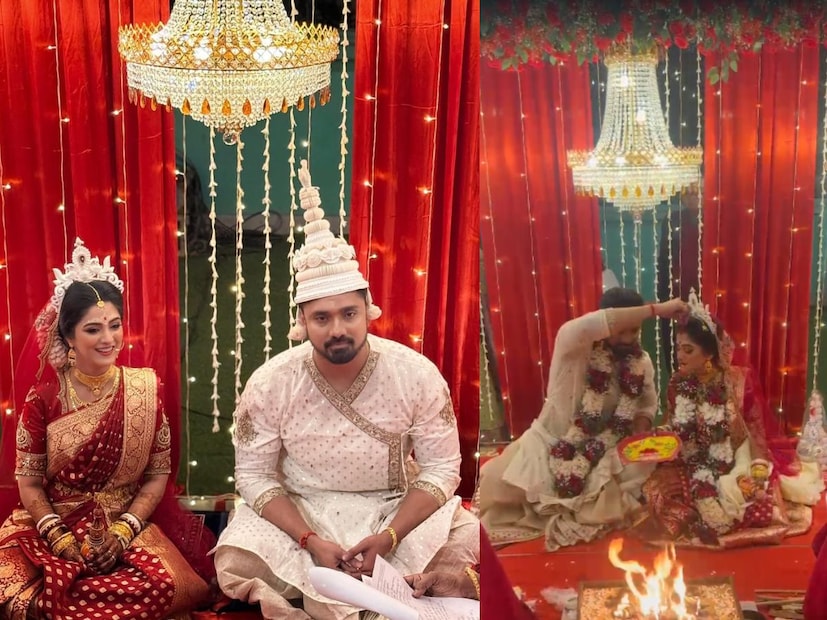 প্রেম যেন আরও এক ধাপ এগিয়ে নতুন অধ্যায় শুরু করল। সাতপাকে বাঁধা পড়লেন রুবেল দাস এবং শ্বেতা ভট্টাচার্য। রবিবাসরীয় সন্ধ্যায় এক হল চার হাত। 