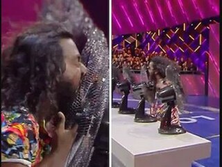 জিভ দিয়ে ফ্যান বন্ধ করছেন ক্রান্তি৷ 