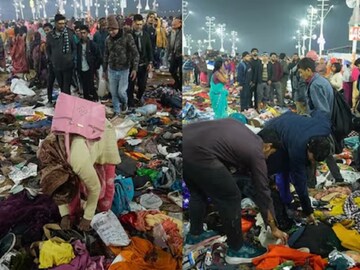 মৌনী অমাবস্যায় স্নান করতে গিয়ে হুড়োহুড়ি