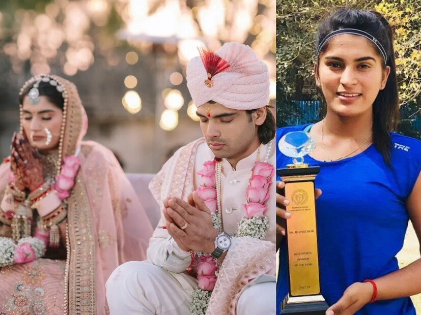কাছের মানুষদের নিয়ে এক ব্যক্তিগত অনুষ্ঠান করে সাতপাকে বাঁধা পড়লেন দেশের গর্ব তথা ভারতের ‘সোনার ছেলে’ জ্যাভলিন থ্রোয়ার নীরজ চোপড়া। স্বপ্নের মতো সেই বিয়ের ছবি নিজেই প্রকাশ্যে এনেছেন ২৭ বছর বয়সী এই তারকা। যা তাঁর ভক্তদের জন্য রীতিমতো চমক ছিল। ফলে নীরজের বিয়ের ছবি পোস্ট হতেই তা নেটমাধ্যমে হু-হু করে ভাইরাল হতে শুরু করে। প্রশ্ন উঠতে শুরু করে যে, পাত্রী কে। নীরজের নববিবাহিত স্ত্রীর নাম হিমানি মোর। একনজরে দেখে নেওয়া যাক এই কন্যের পরিচয়। 
