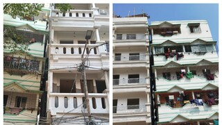 ট্যাংরায় এভাবেই হেলে পড়েছে বহুতল (ডানদিকে)৷ 