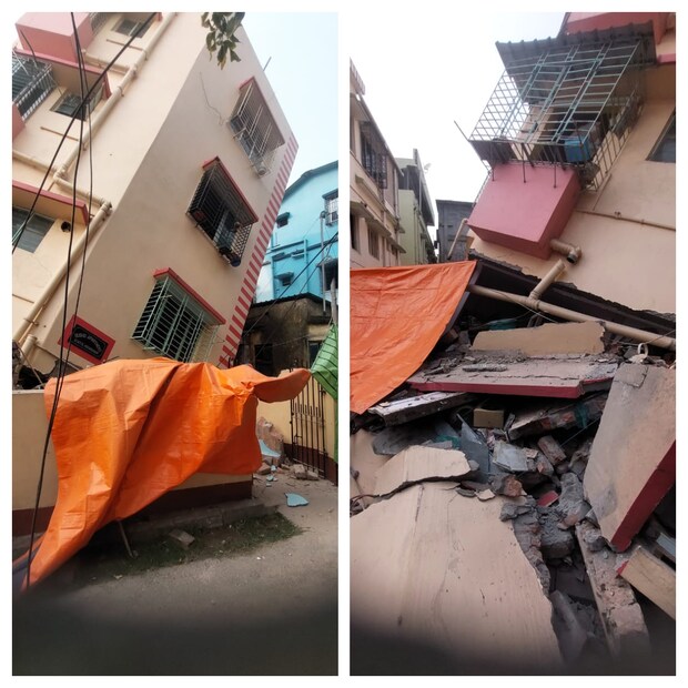 এ দিন মেরামতির সেই কাজ চলাকালীনই আচমকা বাড়ির একতলা দেওয়াল ভাঙতে শুরু করে৷ কিছুক্ষণের মধ্যেই বিপজ্জনকভাবে একপাশে হেলে পড়ে গোটা বহুতলটি৷ সেই সময় বহুতলে কেউ না থাকায় কেউ হতাহত হননি৷