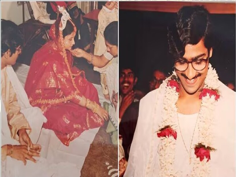 রেশমি সেনের শেয়ার করা ছবিতে দুই অভিনেতার বিয়ের সাধারণ সাজ। লাল বেনারসি পরে একেবারে সাবেকি সাজে রয়েছেন রেশমি সেন। কৌশিক সেনও একদম বাঙালি বরের বেশে। 