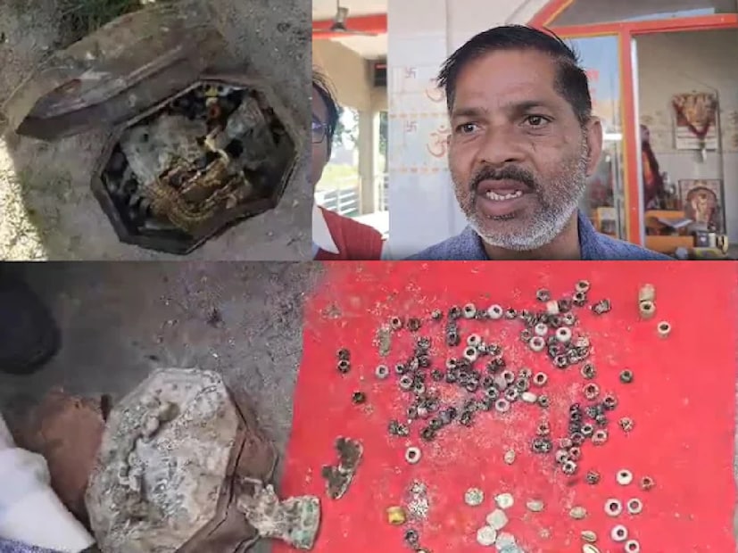 দেখা যায় একটি ছোট পিতলের বাক্স! কী আছে তাতে? খুলতেই চক্ষু চড়কগাছ সকলের! এ কী কাণ্ড? এমনও হয়? স্বপ্ন নয় তো? লখিমপুরের সিঙ্গাহি খুর্দ এলাকায় শোরগোল পড়ে যায়। strange noise coming from the ground during excavation at Khatu Shyam Temple in Lakhimpur Kheri Uttar Pradesh people fainted when they looked inside