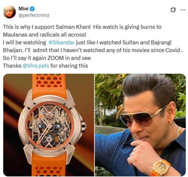 আরেকটি টুইটে লেখা ছিল, “এই কারণেই আমি Salman Khan-কে সমর্থন করি! আমি #Sikandar দেখব যেমন আমি Sultan এবং Bajrangi Bhaijan দেখেছি। আমি স্বীকার করব যে আমি Covid-এর পর থেকে তার কোনও সিনেমা দেখিনি। তাই আমি আবার বলব ZOOM in।&quot;