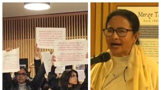 অক্সফোর্ডের কেলগ কলেজে মুখ্যমন্ত্রীর বক্তব্যের সময় আচমকা বিক্ষোভ৷ অক্সফোর্ডের কেলগ কলেজে মুখ্যমন্ত্রীর বক্তব্যের সময় আচমকা বিক্ষোভ৷