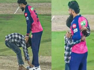 Pitch invader's interaction with Riyan Parag. (PC: Screengrab/X)