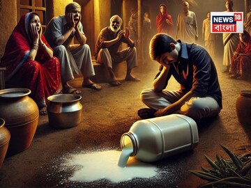 দুধের মধ্যে বিষ মিশিয়ে সন্তানদের খাওয়ালেন ব্যক্তি! জানুন এক পাষণ্ড বাবার হাড়হিম করা ঘটনা...AI Image