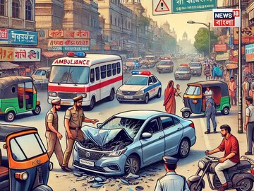 গাড়ি চালাতে চালাতেই হার্ট অ্যাটাক! ভয়াবহ দুর্ঘটনার ভিডিও ভাইরাল, দেখুন...AI Image