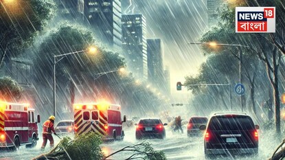 গুঁড়ি ভেঙে চলন্ত বাইকের ওপর পড়ল বিশাল গাছ! ঝড় বৃষ্টির রাতে অকালেই শেষ ৩ বছরের শিশু...AI Image গুঁড়ি ভেঙে চলন্ত বাইকের ওপর পড়ল বিশাল গাছ! ঝড় বৃষ্টির রাতে অকালেই শেষ ৩ বছরের শিশু...AI Image