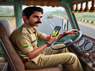 বাস চালাতে চালাতে খেলা দেখার মাশুল। চাকরি হারালেন চালক। (ai image)