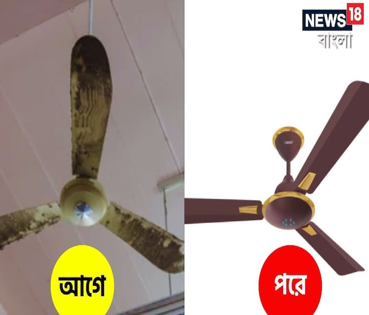 ৪. এতে ব্লেডের উপরে জমে থাকা ধুলো ধীরে ধীরে পরিষ্কার হয়ে যাবে।  5. আরও ভালো পরিষ্কারের জন্য জলে সামান্য লিকুইড সাবান মিশিয়ে কাপড় ভিজিয়ে নিন এবং একই পদ্ধতিতে আবার মুছুন।  
6. সবশেষে শুকনো কাপড় দিয়ে ব্লেড মুছে নিন, যাতে কোনও জল বা দাগ না থাকে।  