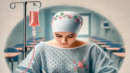 কেমো নিয়েও পরীক্ষায় বসলেন ছাত্রী (Ai image) কেমো নিয়েও পরীক্ষায় বসলেন ছাত্রী (Ai image)