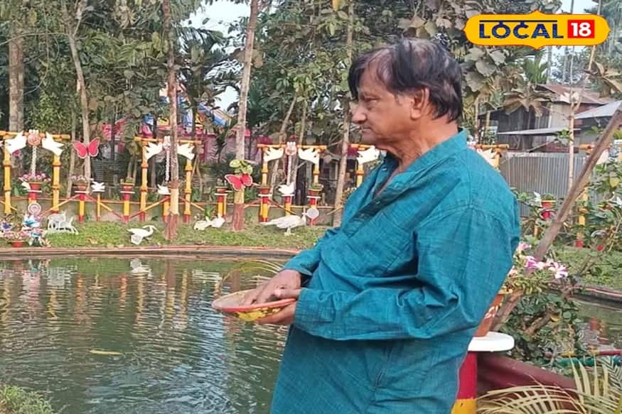 প্রাক্তন প্রাথমিক শিক্ষক নিজের হাতে বাগানে ফলিয়েছেন ফুল, পুকুরে ভরা মাছ