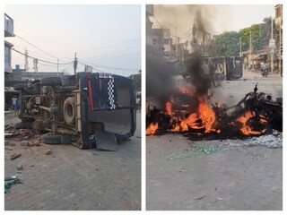 ভাঙড়ে আক্রান্ত পুলিশের প্রিজন ভ্যান, আগুন মোটর সাইকেলে৷ 