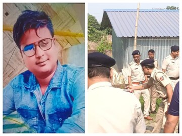 নিহত তৃণমূলকর্মী রেহান খান (বাঁদিকে)৷ ঘটনাস্থলে পুলিশ৷ 