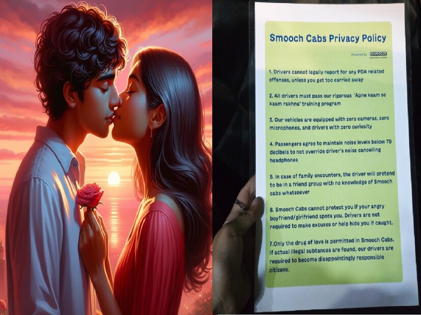 তবে কেমন করে চুমু খাওয়া যাবে তার জন্য নিয়মাবলী রয়েছে৷ গাড়ির ব্যাকসিটে চুম্বনের প্রথম শর্ত  চুমু খাওয়ার সময় অত্যধিক জোরে আওয়াজ করা যাবে না। পাশাপাশি, ক্যাবে চড়ে কেবল ‘প্রেমের নেশা’ করতে পারবেন গ্রাহকেরা। অন্য কোনও নেশার দ্রব্য নিয়ে উঠলে চালক কড়া ব্যবস্থা নিতে পারেন।