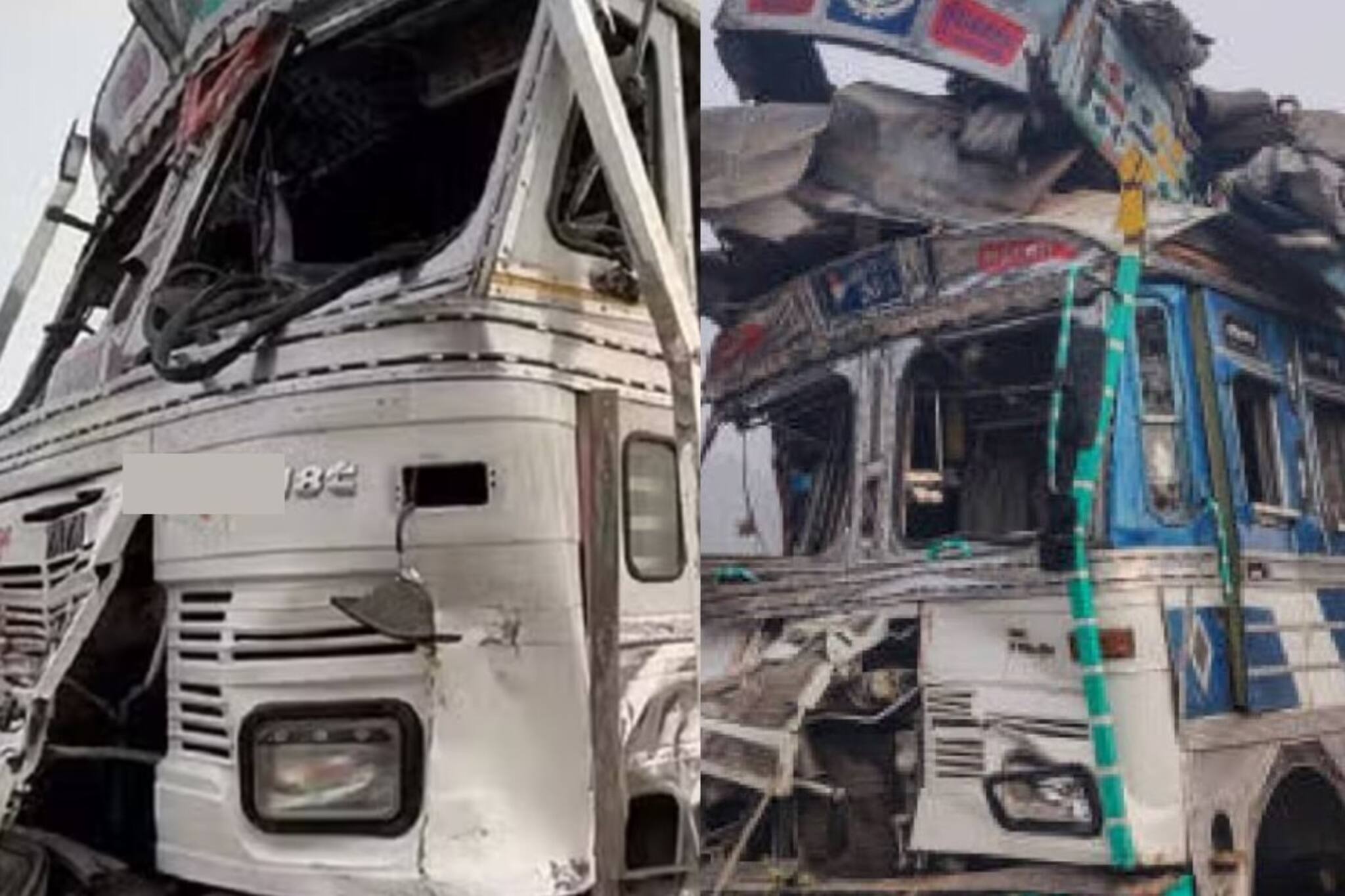 একে একে মোট ৫ লরির ধাক্কা, মুখোমুখি সংঘর্ষের পর উল্টে গেল! এথেলবাড়িতে মারাত্মক দুর্ঘটনা