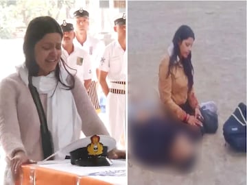 স্বামীর কফিনবন্দি দেহ আঁকড়ে কান্নায় ভেঙে পড়লেন বিনয়ের স্ত্রী হিমাংশি নারওয়াল
