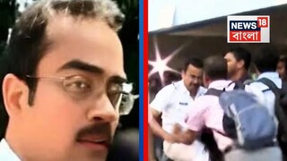 লাথি মারার সেই মুহূর্তের ছবি৷ (বাঁ দিকে) অভিযুক্ত এসআই রিটন দাস৷  সমাজমাধ্যম থেকে নেওয়া ছবি৷