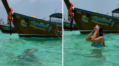 Angela Giakas accidentally ingested a bit of water while swimming in Monkey Bay. (Photo Credits: Instagram) Angela Giakas accidentally ingested a bit of water while swimming in Monkey Bay. (Photo Credits: Instagram)