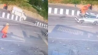 দুর্ঘটনার মুহূর্ত। Image: X দুর্ঘটনার মুহূর্ত। Image: X