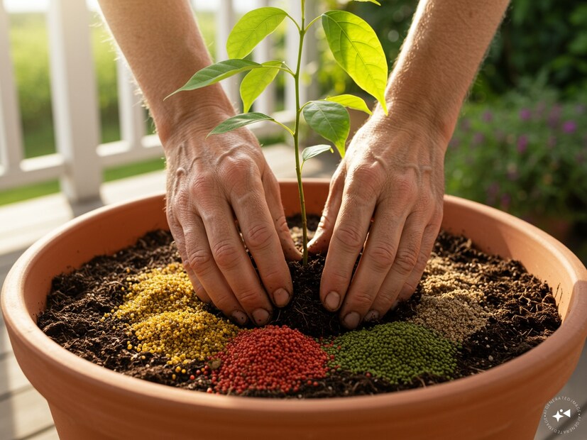 যদি টবে লাগাতে চান, তাহলে বড় টব ব্যবহার করুন যাতে গাছের শিকড় ভালোভাবে বিকশিত হতে পারে। এক ভাগ উর্বর মাটি, এক ভাগ ভার্মিকম্পোস্ট (কালো সার), আর এক ভাগ বালি ভালো করে মিশিয়ে সেই মাটি টবে দিন। তারপর গাছটি বসিয়ে চারপাশ দিয়ে হাতে চাপ দিয়ে মাটি বসিয়ে দিন এবং একটা মগ দিয়ে জল দিন।যদি টবে লাগাতে চান, তাহলে বড় টব ব্যবহার করুন যাতে গাছের শিকড় ভালোভাবে বিকশিত হতে পারে। এক ভাগ উর্বর মাটি, এক ভাগ ভার্মিকম্পোস্ট (কালো সার), আর এক ভাগ বালি ভালো করে মিশিয়ে সেই মাটি টবে দিন। তারপর গাছটি বসিয়ে চারপাশ দিয়ে হাতে চাপ দিয়ে মাটি বসিয়ে দিন এবং একটা মগ দিয়ে জল দিন।