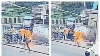 মেদিনীপুর শহরের রাস্তায় জ্বলছেন যুবক৷