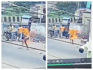 মেদিনীপুর শহরের রাস্তায় জ্বলছেন যুবক৷