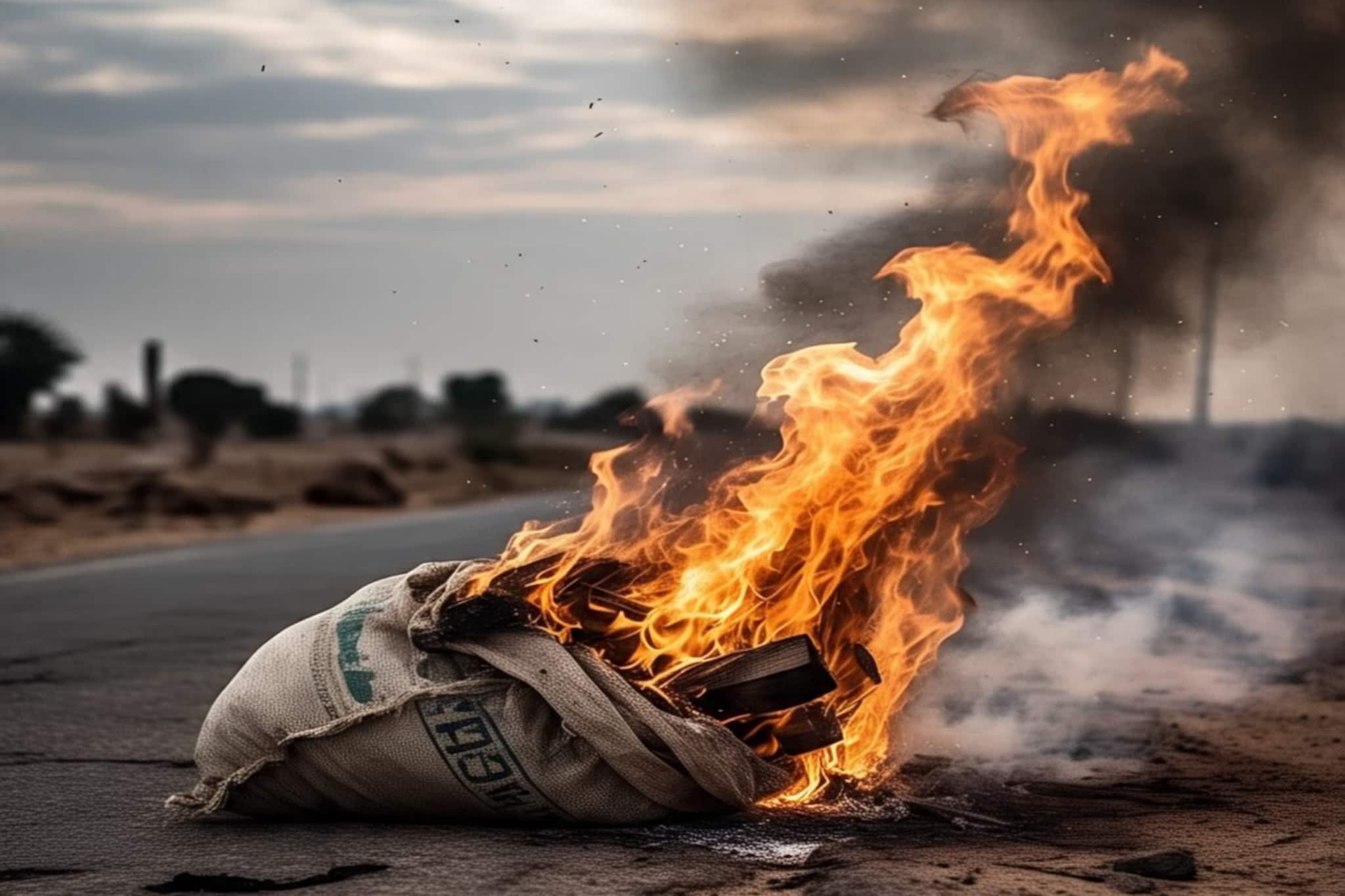ভিড়ে ভরা রাস্তায় যুবতীর মৃতদেহ! বস্তায় মুড়ে তাতে আগুন লাগিয়ে ফেলে গেল কে