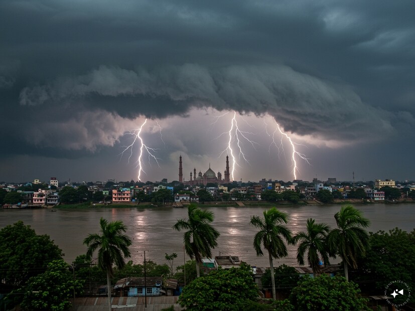 দক্ষিণবঙ্গে শনিবার ও রবিবার বিক্ষিপ্তভাবে ঝড়বৃষ্টির পূর্বাভাস দিয়েছে হাওয়া অফিস। আকাশ মূলত মেঘলা। গরম ও অস্বস্তি থাকবে সারাদিন। বজ্রবিদ্যুৎ সহ হালকা থেকে মাঝারি বৃষ্টির সম্ভাবনা রয়েছে দক্ষিণবঙ্গের প্রায় সব জেলাতেই।(AI Generated Image)