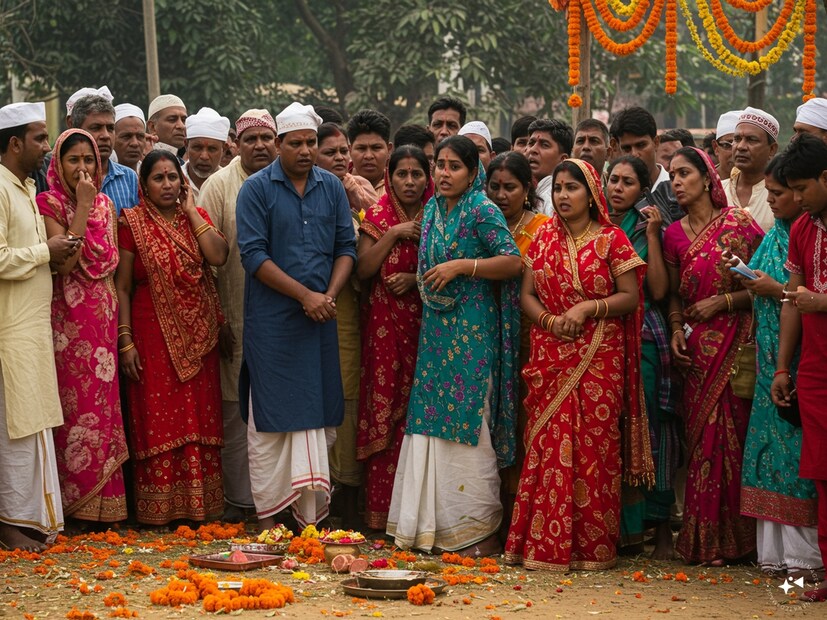 একই সঙ্গে রটে গেল, বর অনুজ কুমার কোনও সিঁদুরদানে নেই, বরং নিঃশব্দে নিজের গ্রামে ফিরে গিয়েছে। বিয়ে রুখে দিয়ে। নিমিষেই বিয়েবাড়ির আনন্দ রূপ নেয় তীব্র উত্তেজনায়। শুরু হয় খোঁজ।