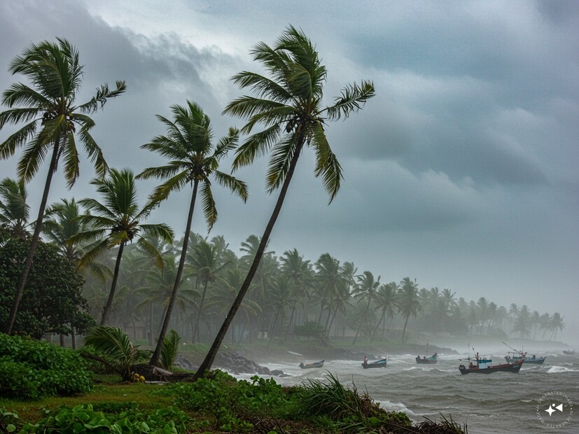 পশ্চিম মধ্য বঙ্গোপসাগর এবং উত্তরবঙ্গ উপসাগর সংলগ্ন এলাকায় ঘূর্ণাবর্ত ঘনীভূত হচ্ছে নিম্নচাপে। মঙ্গলবার নিম্নচাপ তৈরি হতে পারে বঙ্গোপসাগরে। এর প্রভাবে আগামী কয়েক দিন প্রচুর জলীয় বাষ্প ঢুকবে বঙ্গোপসাগর থেকে। সপ্তাহ জুড়ে বাংলায় বৃষ্টি। বৃহস্পতি শুক্রবারে অতি ভারী বৃষ্টি বা প্রবল বর্ষণের আশঙ্কা। (AI Image)