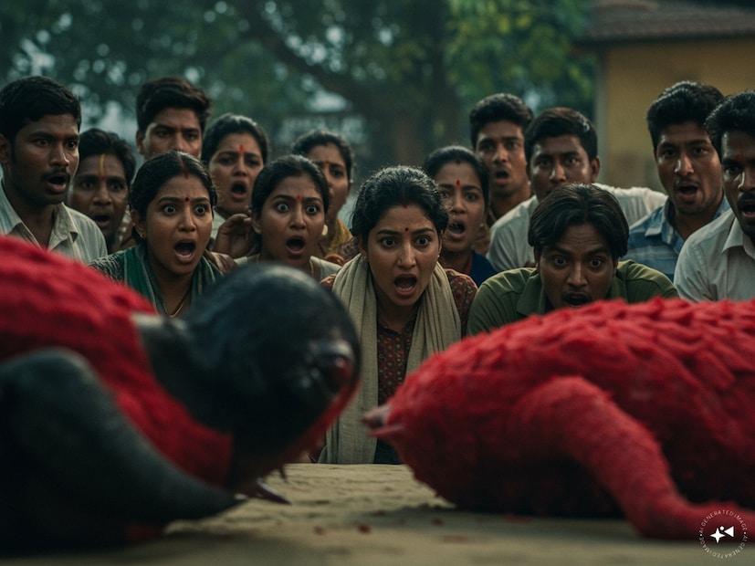 সবাই এসে হকচকিয়ে গেলেন। বধূর মতো ভয়ে ছিটকে গেলেন অনেকেই। কারণ এমন জিনিস আগে কেউ দেখেননি। এমনও হয়? মাথাটা কালো, গা লাল...এটা কী? 