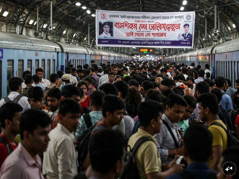 রেলের কড়া বার্তা

ভারতীয় রেলের নিয়ম অনুযায়ী, টিকিট ছাড়া যাত্রা করলে জরিমানা কিংবা জেল, অথবা উভয় শাস্তিই হতে পারে। রেলের তরফ থেকে যাত্রীদের কাছে আবেদন করা হয়েছে—
“অসুবিধা এড়াতে এবং সম্মানের সঙ্গে যাত্রা করতে অবশ্যই সঠিক ও বৈধ রেল টিকিট কেটে ভ্রমণ করুন।”