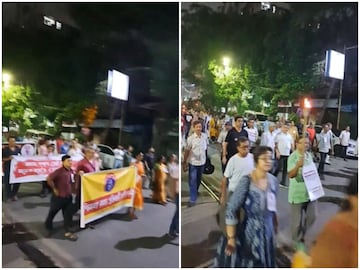 লেক মলের সামনে নাগরিক মিছিল আটকাল পুলিশ! রাস্তায় বসে প্রতিবাদ আন্দোলকারীদের