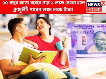 Gratuity Rules: লক্ষ টাকার ফুলঝুরি! ১৫ বছর চাকরির পরে ১ লক্ষ টাকা বেতন হলে গ্র্যাচুইটি কত? Gratuity Rules: লক্ষ টাকার ফুলঝুরি! ১৫ বছর চাকরির পরে ১ লক্ষ টাকা বেতন হলে গ্র্যাচুইটি কত?