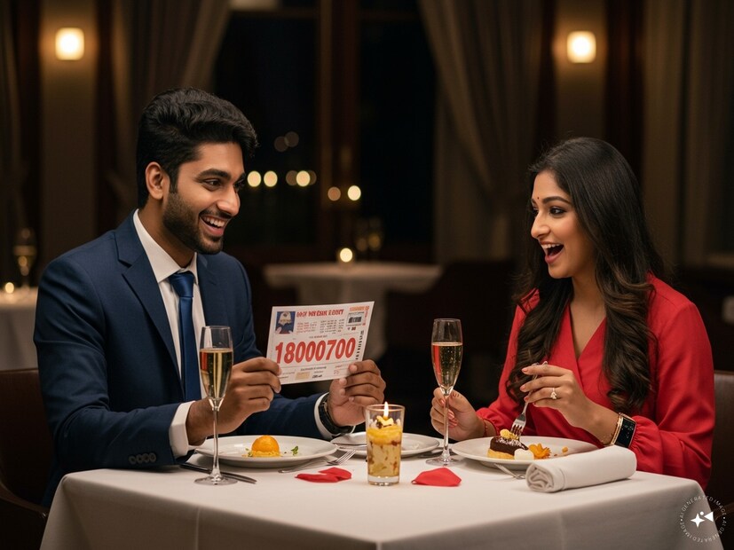বাংলা প্রবাদে রয়েছে, একেই বলে কপাল। এক দম্পতি রেস্তোরাঁয় ডিনারে গিয়ে হয়ে গেলেন কোটিপতি। কোথায় ঘটল এমন? গোটা ঘটনা জানলে মাথা ঘুরে যাবে। (Image Courtesy AI)