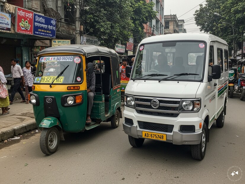 সাধারণ টোটো যেখানে ৮০-৯০ হাজার টাকায় রাস্তায় নেমে যায়, এই অনুমোদিত টোটো কিনতে লাগবে অন্তত ১ লাখ ২০ হাজার। সাধারণ টোটোর ওজন যেখানে ২২০-২৫০ কেজি, অনুমোদিত গাড়ির ওজন গড়ে ৩২০ কেজি, অনুমোদিত টোটো অনেক শক্তপোক্ত, ইঞ্জিন ও ব্রেক বেশি শক্তিশালী Generated image
