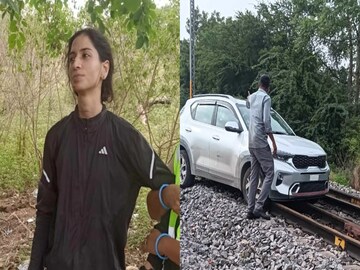 রেল লাইনে গাড়ি নিয়ে ছুটে যাচ্ছেন মহিলা, পিছনে দৌড়চ্ছেন ২০ জন! টেনে-হিঁচড়ে বের করা হল...