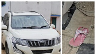 এই গাড়ির ভিতরেই যুবতীকে ধর্ষণ করা হয় বলে অভিযোগ (বাঁদিকে)৷ গাড়ির ভিতরে এক নির্যাতিতার চটি৷