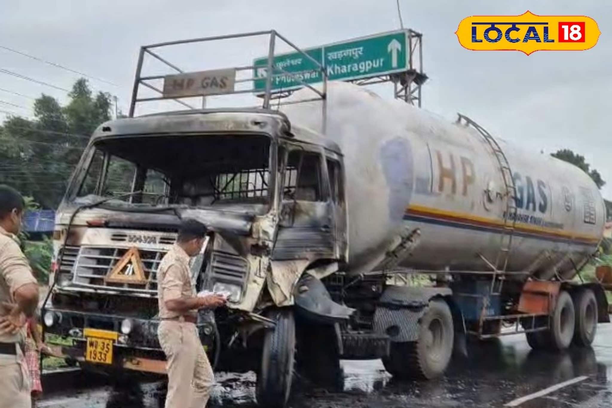 জাতীয় সড়কে দাউ দাউ করে জ্বলছে চলন্ত গ্যাস ভর্তি ট্যাঙ্কার, উলুবেড়িয়ায় থমকে যান চলাচল