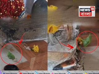 শিবমন্দিরে বেলপাতার নাচ। 