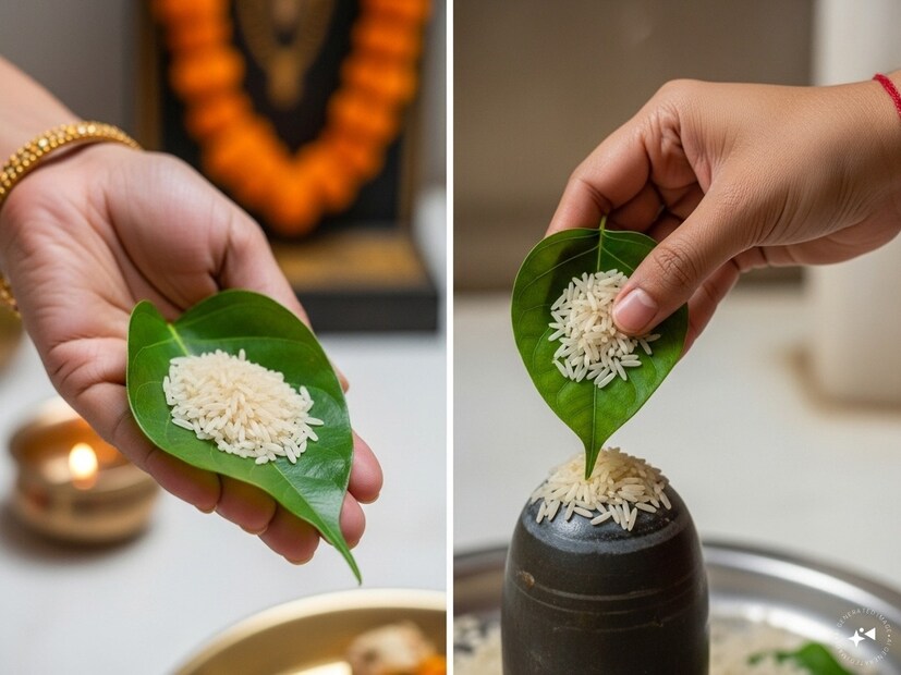 এর পর একটি বেলপাতা এবং এক মুঠো অক্ষত আতপচাল নিবেদন করুন ভগবান শিবকে। বাড়িতে অথবা মন্দিরে, দু জায়গাতেই হরিয়ালি অমাবস্যা পালন করা যায়। 