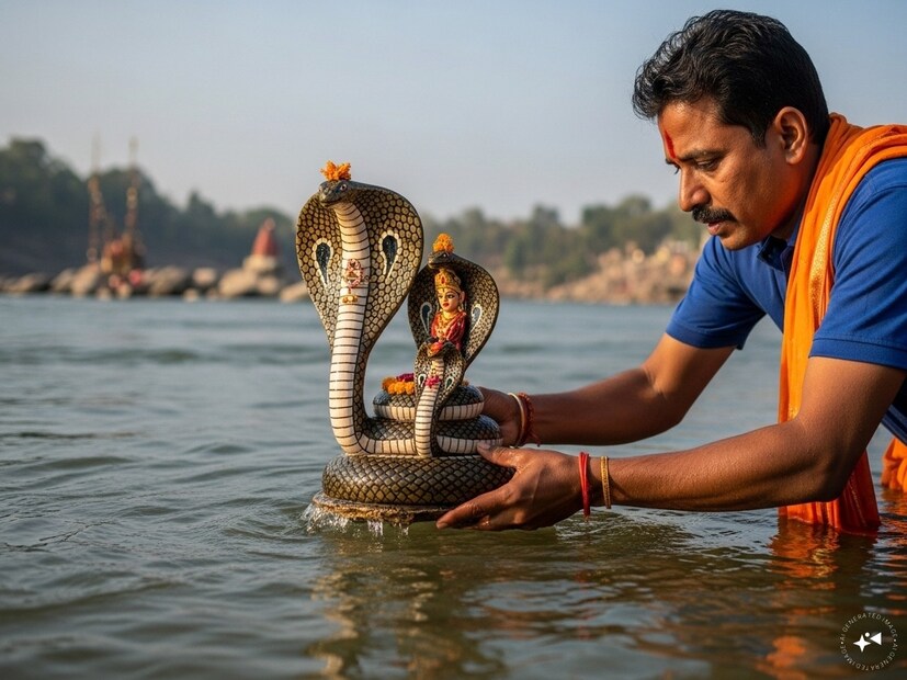 ভাগ্যে কালসর্পদোষ থাকলে অনেকেই বাড়িতে পুজো করান৷ নাগনাগিনীর মূর্তি তৈরি করিয়ে ভাসিয়ে দেন প্রবাহিত জলে৷ মনে করা হয় এতে কালসর্পদোষ কেটে যায়৷ 