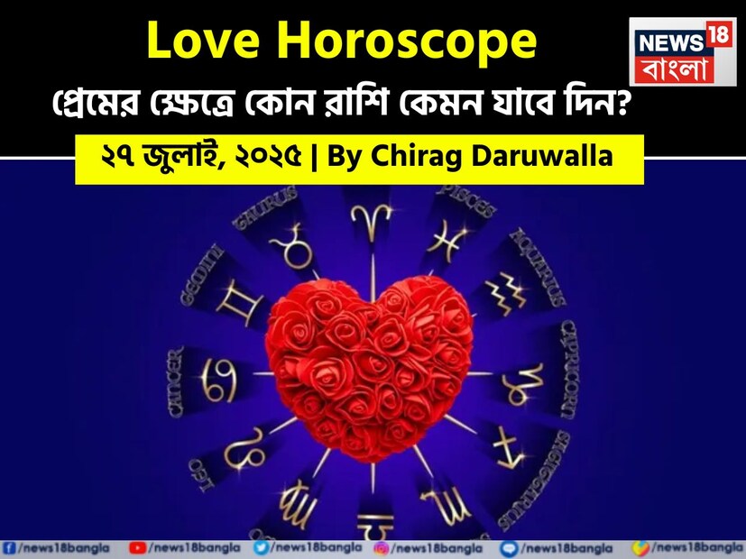 কথায় বলে, কার মনে কী আছে, তা বোঝা যায় না। ফলে, যে বিষয়টাই মন নিয়ে, সেই প্রেমের পথে গোলাপ ফোটে কাঁটা নিয়ে। যদিও প্রেমজীবনে কী ঘটতে পারে, তার আঁচ পাওয়া মোটেই কঠিন কিছু নয়। নিউজ18 বাংলার জন্য কলম ধরলেন প্রখ্যাত দূরদর্শী জ্যোতিষী চিরাগ দারুওয়ালা, দেখে নেওয়া যাক রাশি মিলিয়ে কার প্রেমজীবন সম্পর্কে কী বলছেন তিনি।